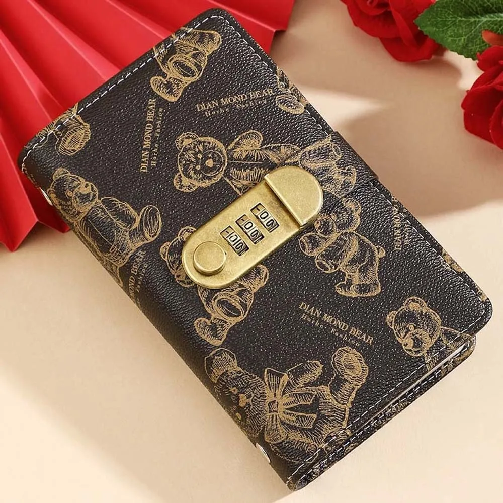 A6 Code Notebook for Money Anti-splash Water Daily Plan Cash Budget Ledger Cartoon Bear Printed Academic Weekly Agenda