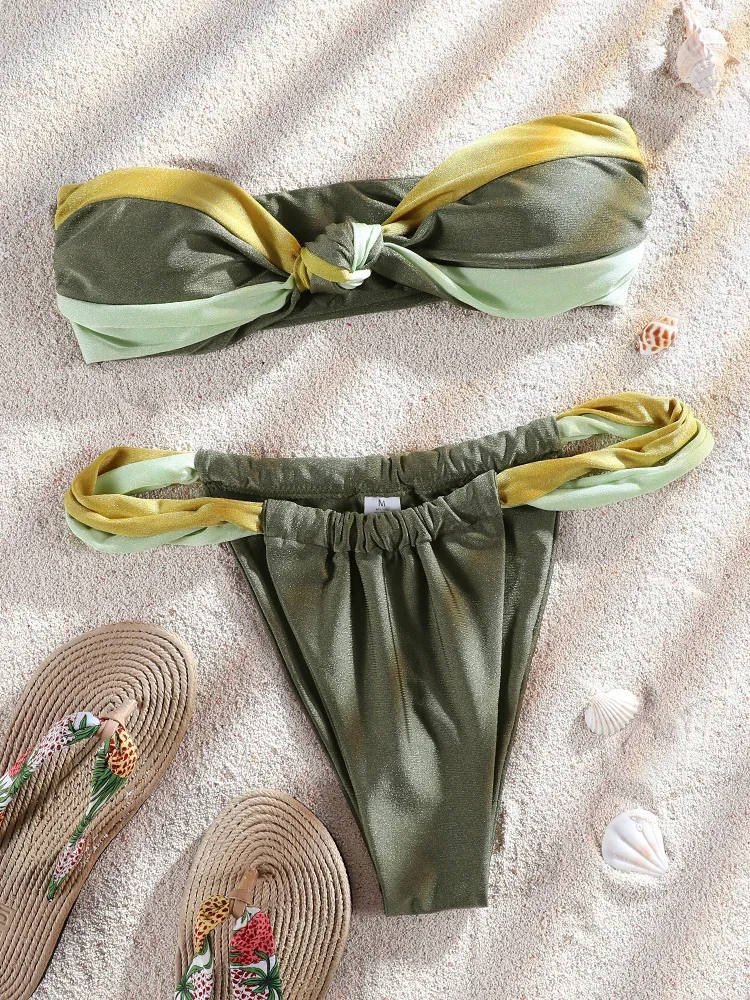 

ZRTAK off shoulder Grid Swimsuit Push Up Bikinis 2024 Bathing Suit Sexy Bikini Sets Swimwear Mujer Beachwear Solid Biquinis