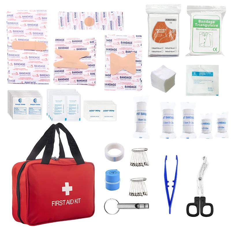 Kit de primeiros socorros, conjunto de caminhadas de sobrevivência de emergência, kit de acampamento de primeiros socorros para família, pacote de sobrevivência médica de viagem