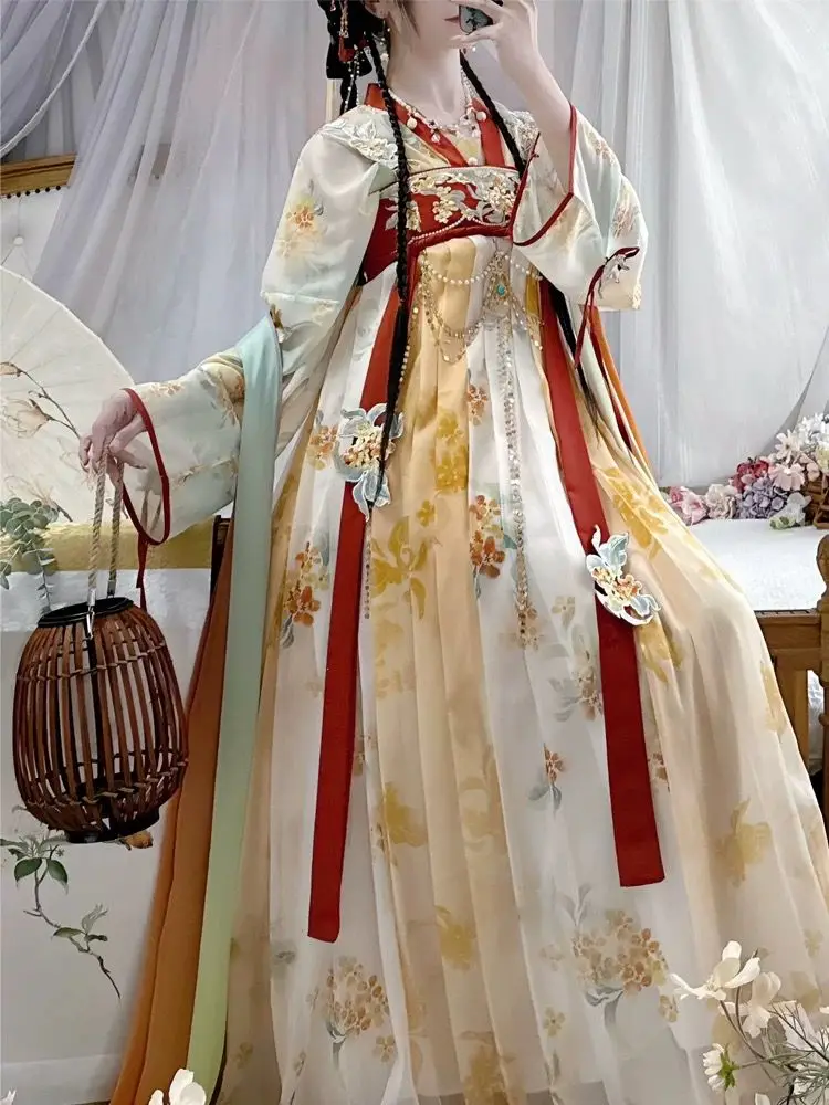 فستان هانفو الصيني للنساء فستان هانفو المطبوع التقليدي القديم المطرز للنساء أزياء الهالوين التأثيرية فستان هانفو للحفلات #4