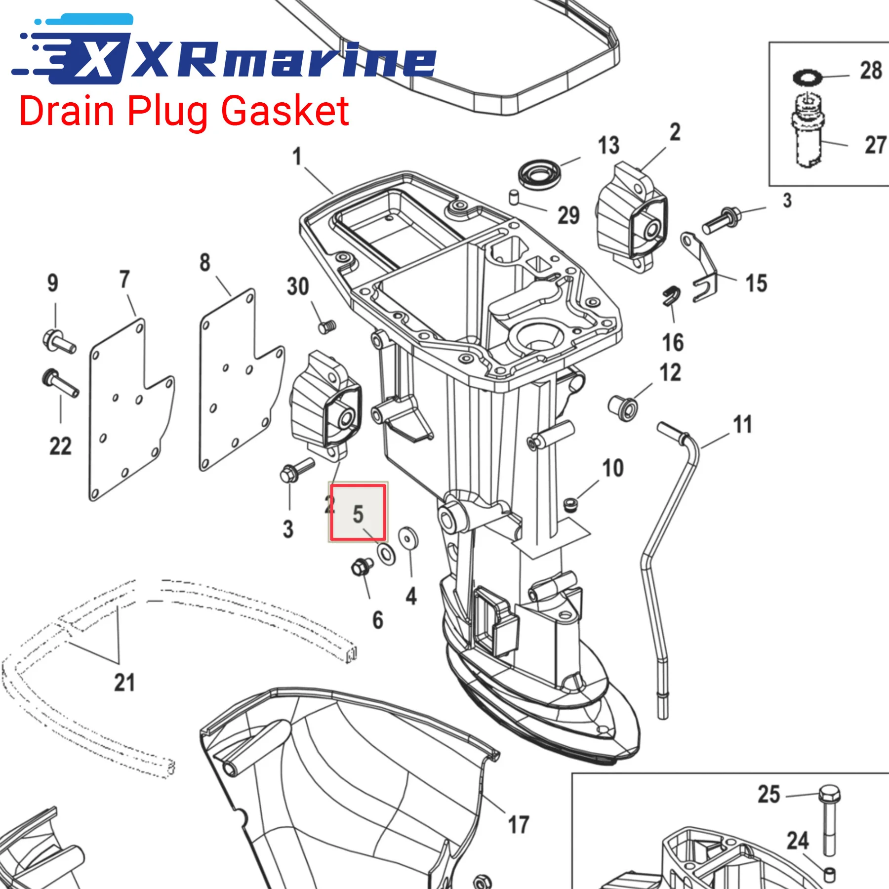 Drain Screw Gasket & Drain Plug Gasket For Mercury 13.5 15 25 40 75 80 90 115 HP Outboard 12-19183 8M0204692