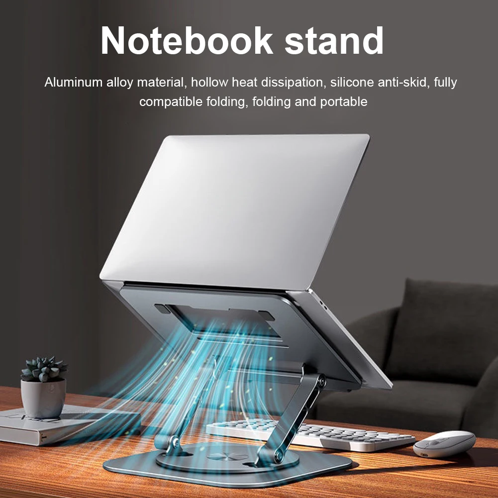 Foldable Laptop Stand 360° Rotatable Notebook Holder Aluminum Alloy Notebook Tablet Stand For MacBook Pro ipad 11-17.3 Inch