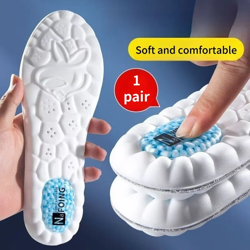 4D Cloud Technology Sports Insoles for Shoes PU Sole Soft Air Cushion High Elasticity Running Orthopedic Care Insoles