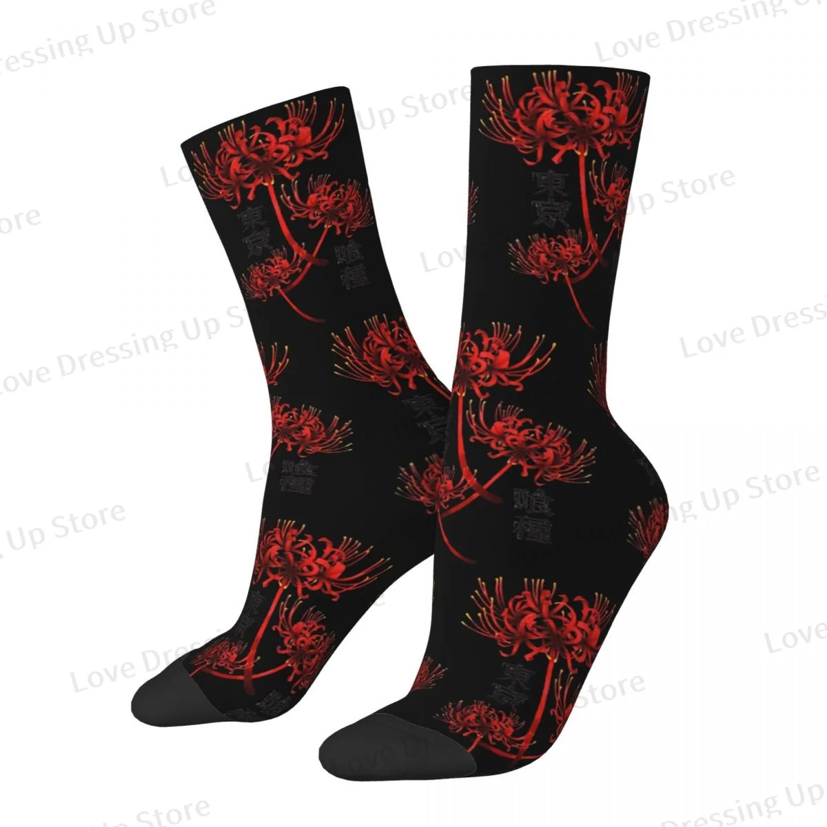 Japanese Anime Tokyo Ghoul Spider Lily  Men Women Socks Cycling Novelty Spring Summer Autumn Winter Stockings Gift