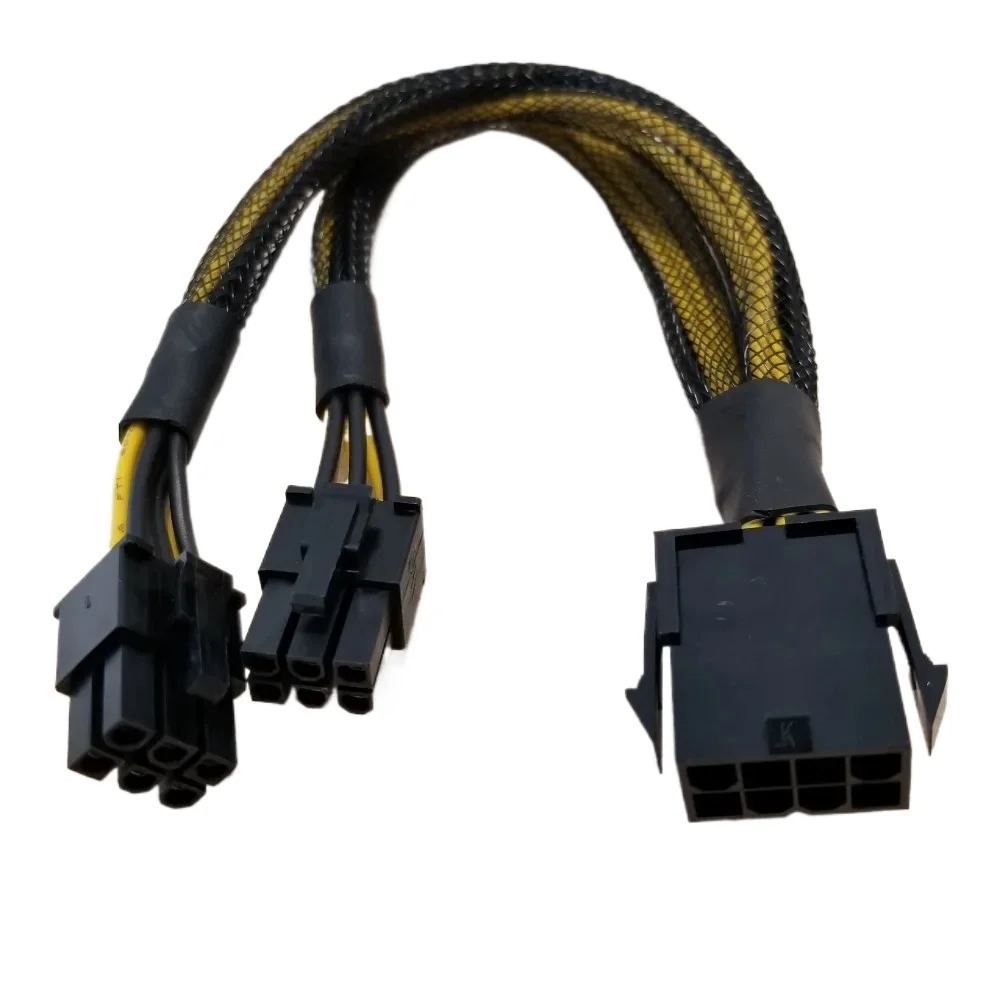 

CPU 8Pin Female to Graphics Card Dual 6Pin Male Power Extension Cable with Net Cover 20cm