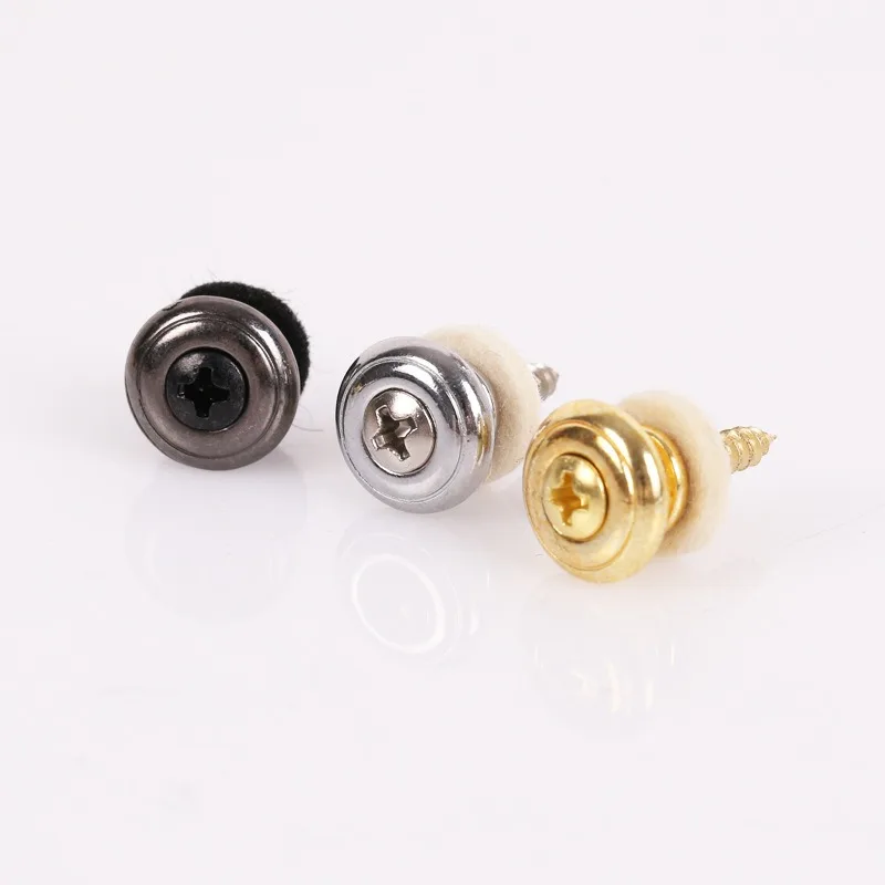 Mushroom Head Guitar Strap End Pins 2Pcs, Chrome Strap Lock Buttons with Felt Spacers Guitar Replacement Parts