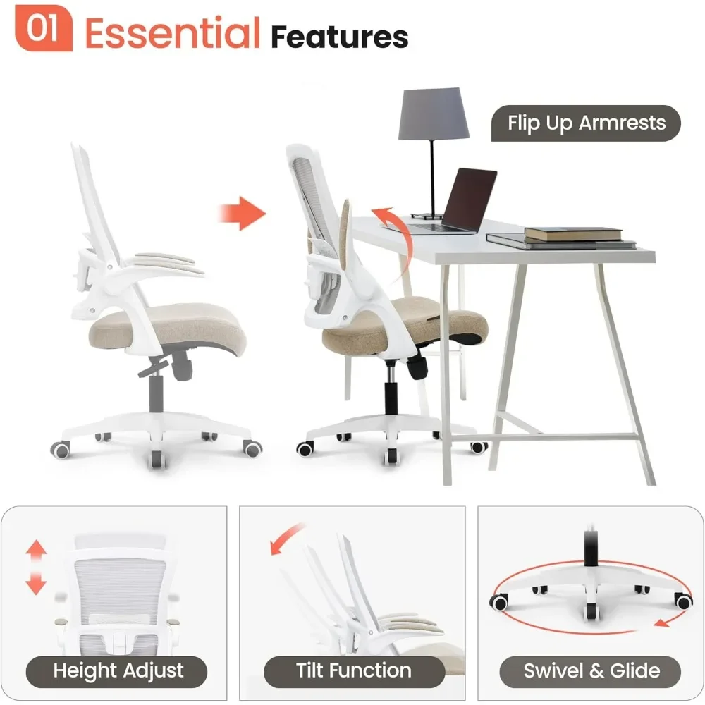 High Back Mesh Chair Adjustable Height and Ergonomic Design Home Office Computer Desk Chair