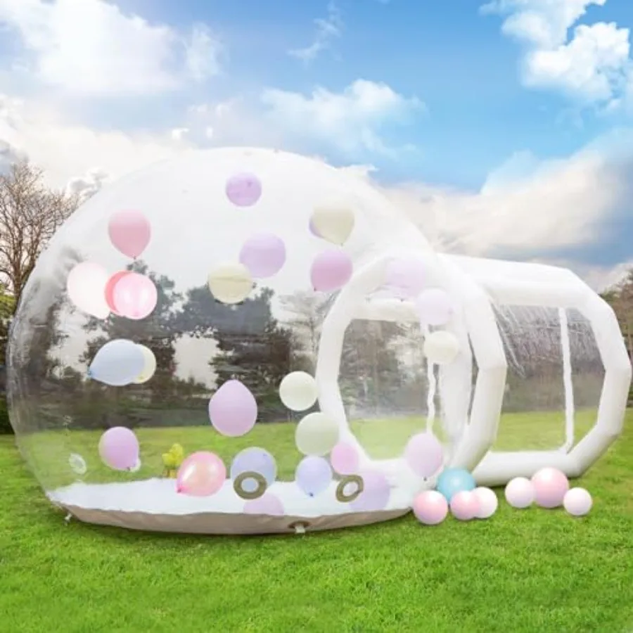 

10FT Inflatable Bubble House Dome for Clear PVC Inflatable Bubble House Tent with Tunnel Bubble Balloon House with 750W Air Blo