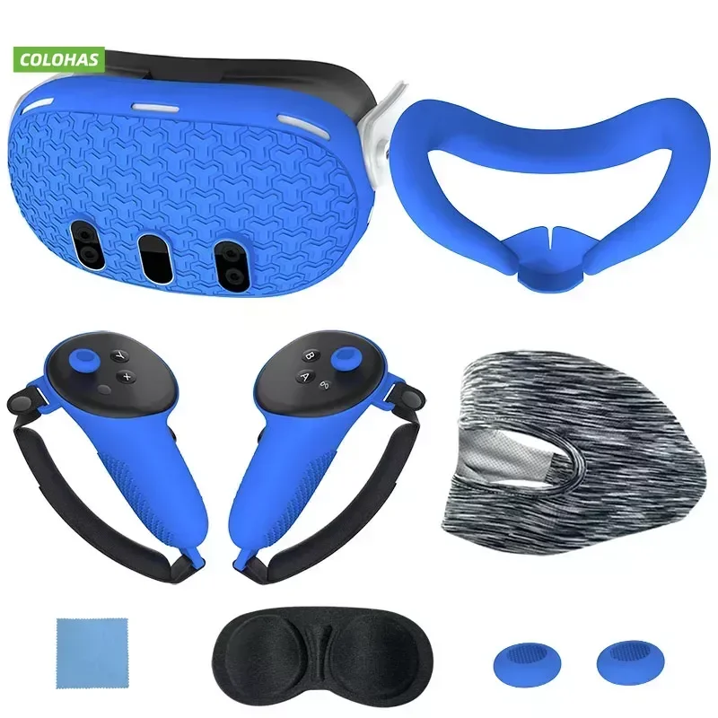 

For Meta Quest 3 VR Headset Head Silicone Protective Cover Shell Case Face Cover Eye Pad Handle Grip Button Cap VR Accessories