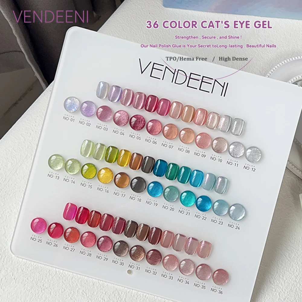 Vendeeni 36 Farben/Set Kristall-Katzenaugen-Gel-Nagellack Magnetischer UV-LED-Soak-Off-Gel-Lack Rosa Roter Katzenaugen-Gel mit Display – Detail 13