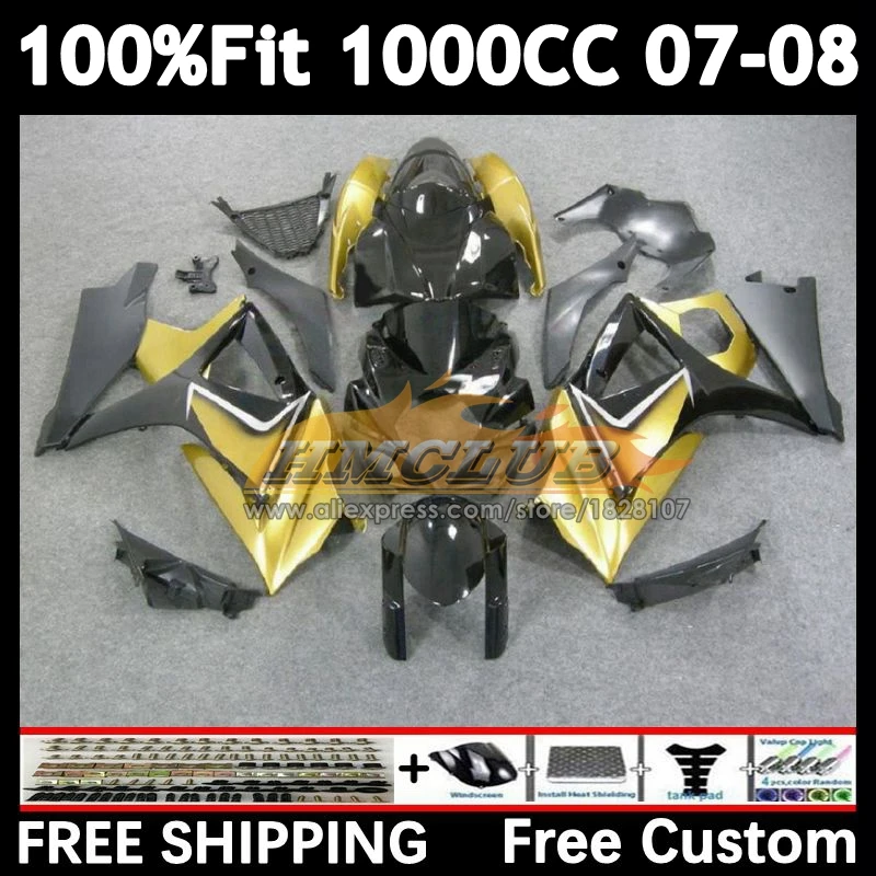 Injection Body For SUZUKI GSXR-1000 K7 GSX-R1000 2007 2008 29No.06 golden black GSXR1000 1000CC GSXR 1000 CC 07 08 OEM Fairing