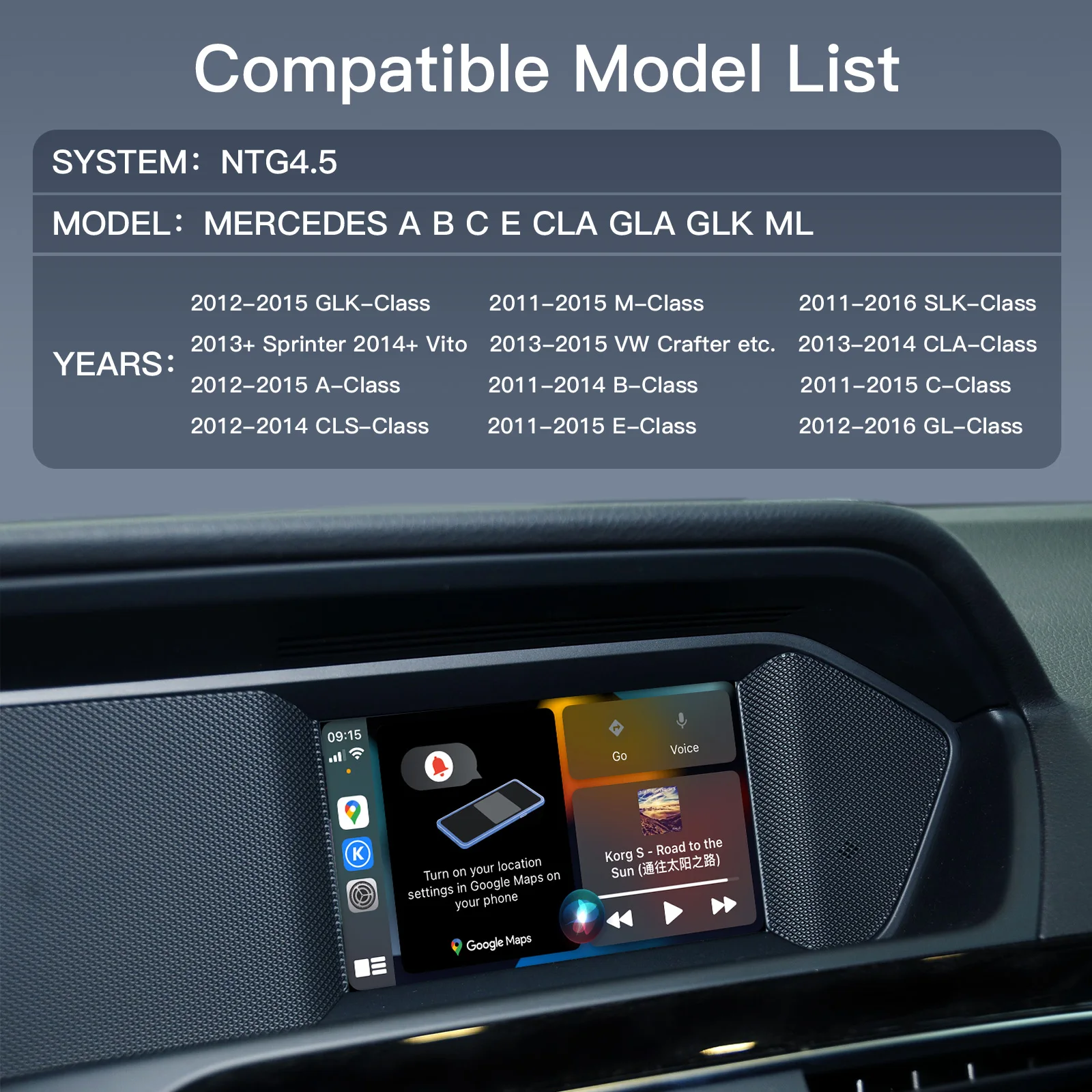 Wireless CarPlay for Mercedes Benz  A B C E CLA GLA GLK ML NTG4.5 , with Android Auto Mirror Link AirPlay Car Play Functions