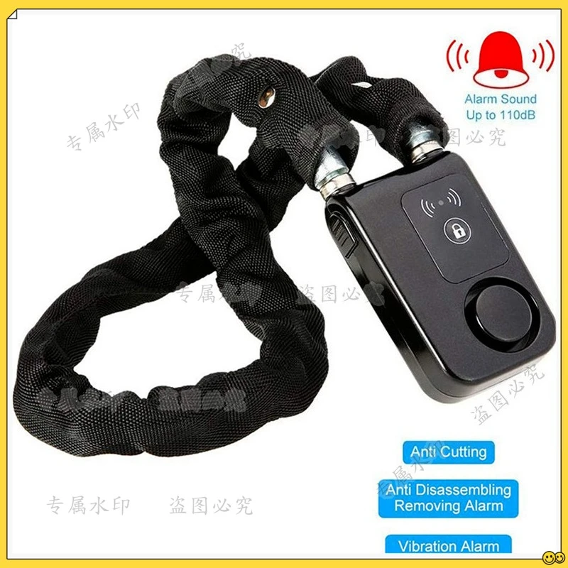 Bike/Motorcycle Gate/Door Keyless Lock Bluetooth Smart Chain Alarm Anti-Theft 110Db Phone APP Control Black
