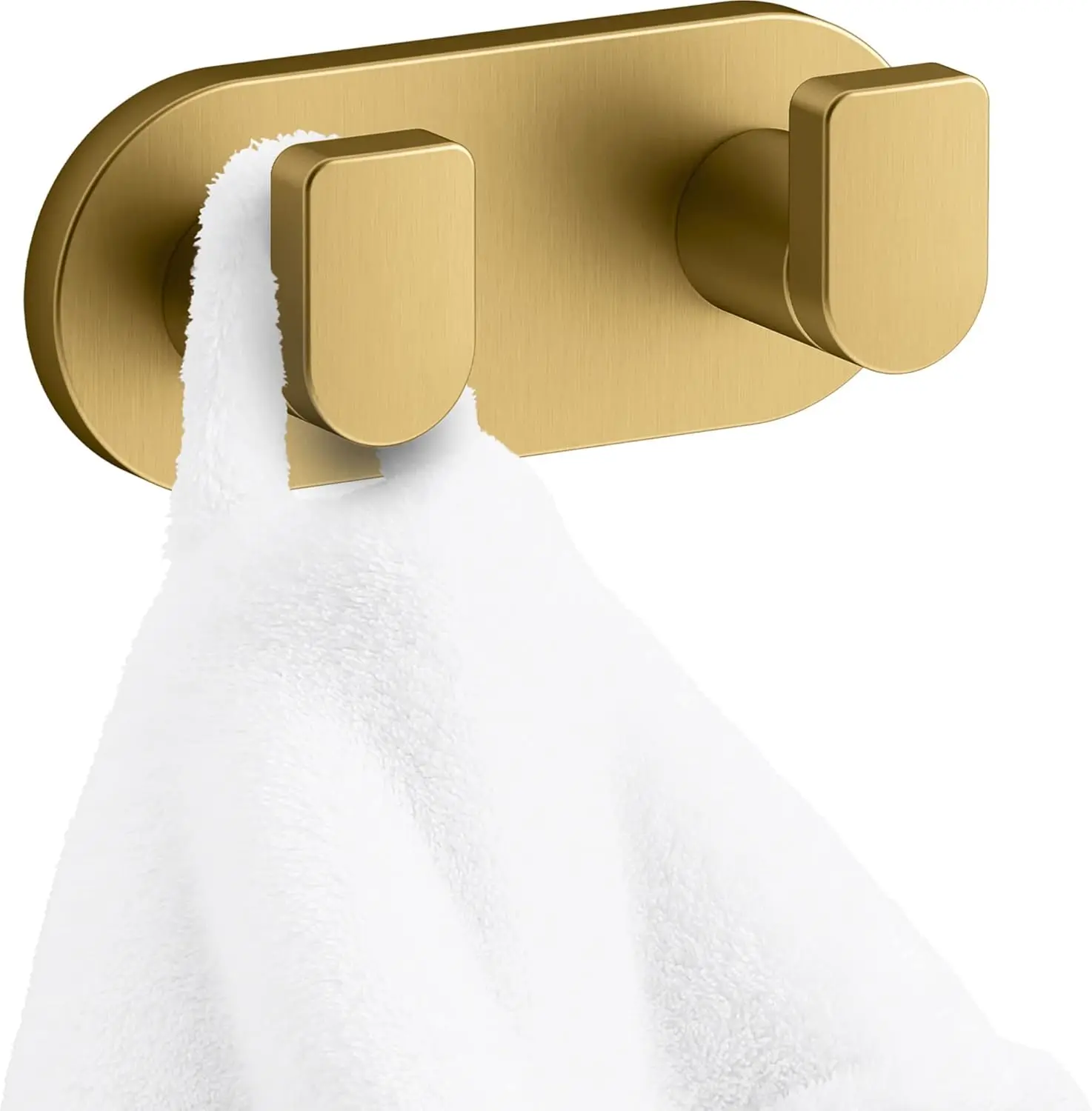 Modern Design Brushed Brass Double Hook Robe Towel Rack Organizer Bathroom Coat Holder Sleek and Stylish