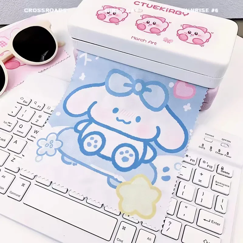 Sanrio Kawaii Glasses Cleaner Pochacco Kuromi Cinnamoroll Microfiber Glasses Cleaning Cloth For Lens Phone Screen Cleaning Wipes