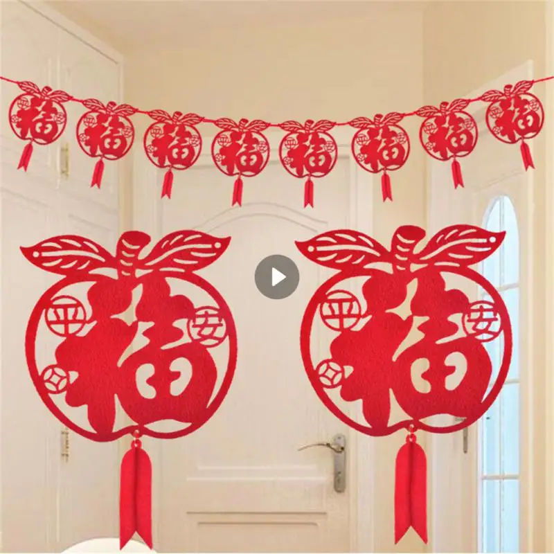 

Hanging Banners Durable Thickened Non-woven Fabric High-grade New Year Decor Red String Flags Safety Health Environment-friendly