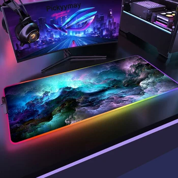 Space Large RGB Mouse Pad Gaming Mousepad LED Mouse Mat Gamer Mousemats Desk Pads PC Desk Mat RGB Keyboard Mat XXL 90x40cm