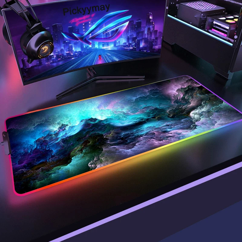 grande rgb led mouse pad gaming mousepad gamer mousemats almofadas de mesa pc desk mat tapete teclado rgb xxl 90x40cm 01