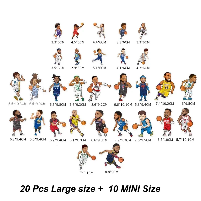 30 Pcs/Sets Basketball Player Stickers Star Stickers Pegatinas Waterproof PVC Decorate for Suitcase Skateboard Mobile