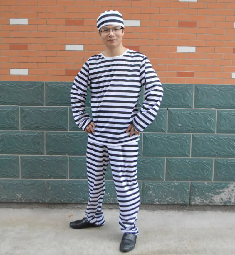 Halloween Stage Costume Adult Prisoner Cosplay Prison Break Horror Funny Party Suitable For 165-185