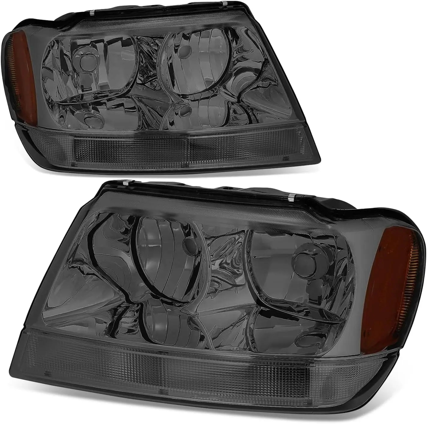

Headlights Assembly Compatible with 1999-2004 Jeep Grand Cherokee WJ, Driver and Passenger Side Halogen Headlamps Replacement, C