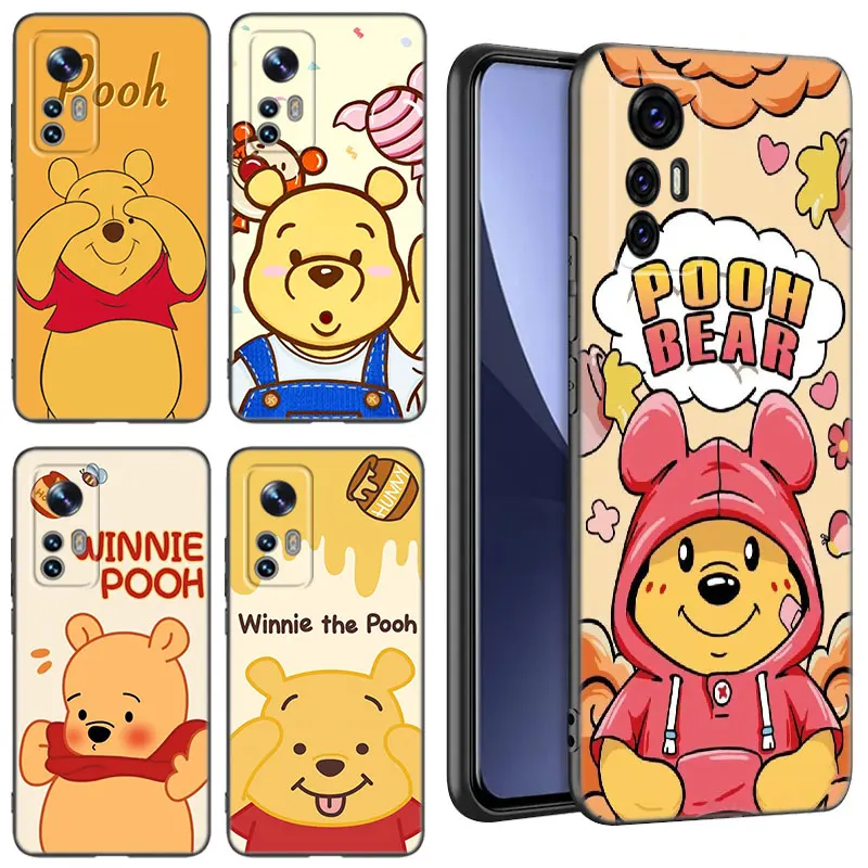 Honey The Pooh Bear Black Silicone Phone Case For Xiaomi Mi 9 SE 8 10T 11 12 13 Lite 9T 11T 12S 12T 13T 14 Pro 5G NE 11i 12X