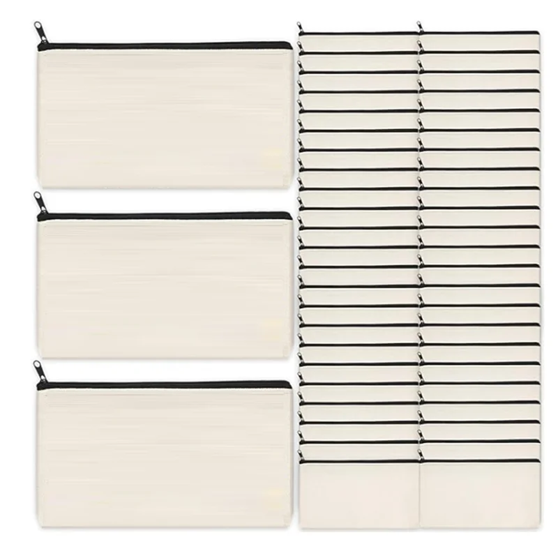 

Efficient Blank DIY Craft Bag Canvas Pencil Case Blank Makeup Bags- Canvas Pencil Pouch Bulk Canvas Cosmetic Bag 45 Pack Easy To