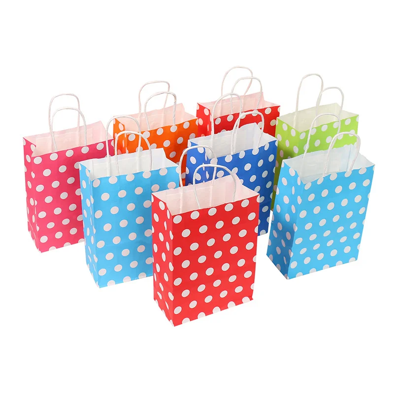 25pcs Polka Dot Gift Paper Jewellery Jewellery Storage Clothes Shoes Tote Packaging Bag Christmas Wedding Party Gift Bag