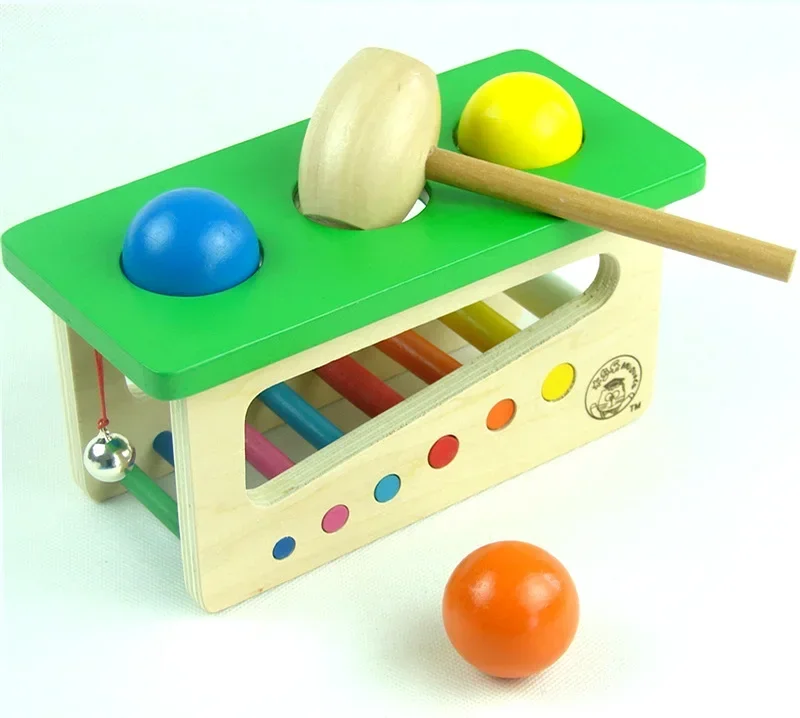 Bola de golpe de sonido de madera para bebé, instrumentos de percusión, martillo y golpe, Banco de música, regalo para niños