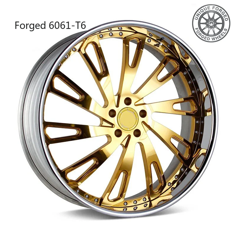 

26 styles2-piece Customized Luxury Gold Forged Car Wheels 18 19 20 21 22 23 24 26 Inch Chrome Lip Multi Spokes Wheels for Carlo