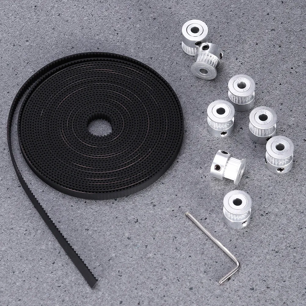 

8Pcs 5Mm Wide 2Mm Pitch Gt2 Timing Belt Set with 16 Teeth Pulleys for 3D Printer Precision Positioning Stretch Resistant