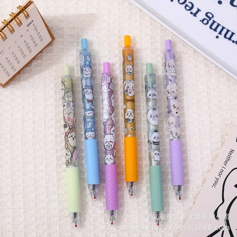 6pcs Chiikawa Gel Pen Kawaii Zwart 0.5mm Handtekening Pen Cartoon Student Schrijven Tool School Kantoorbenodigdheden Briefpapier Kids geschenken