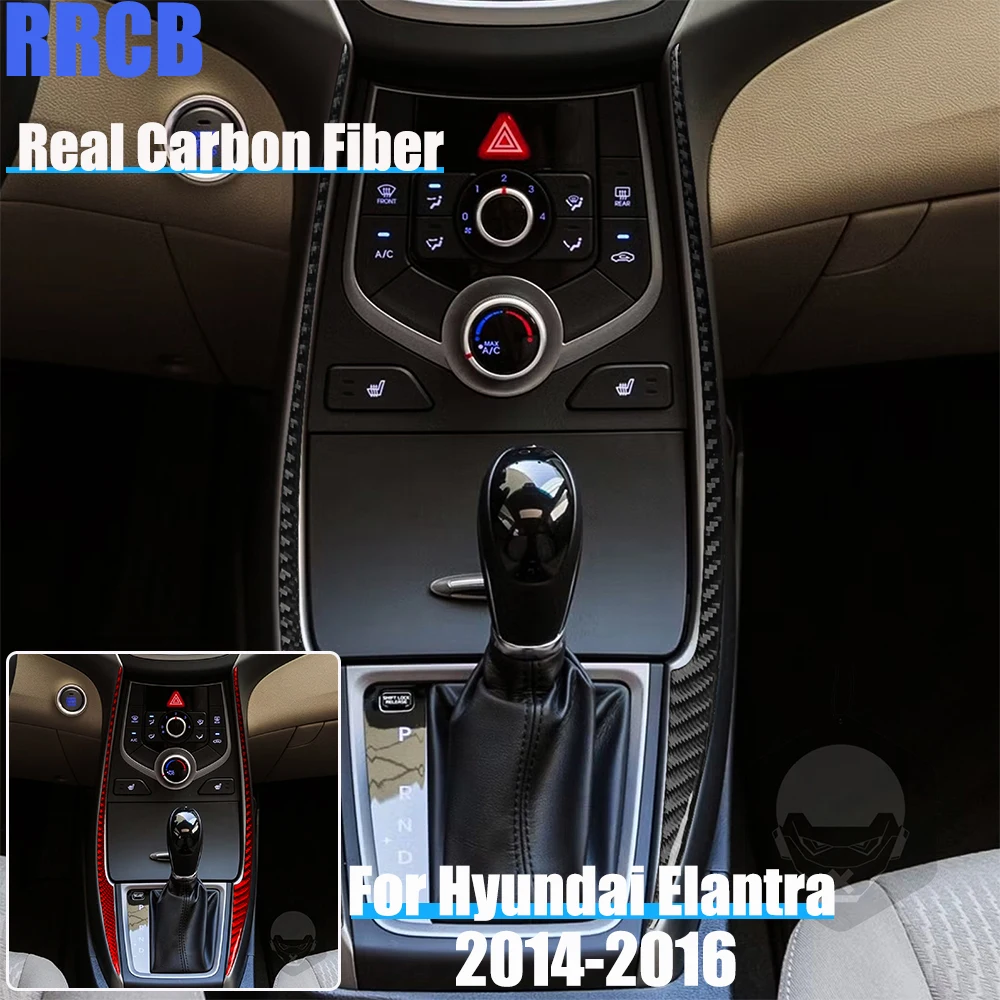 

Real Carbon Fiber Car Accessories Center Console Strips Decorative Trim Soft Cover Sticker For Hyundai Elantra 2014 2015 2016