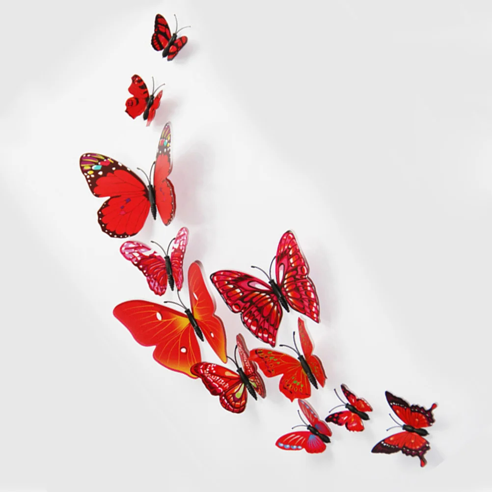 

12Pcs Butterfly Magnets 3D Home Wall Stickers Easy Use Magnet Glue Fridge Laptop Decor Gift 3D Butterfly Decor