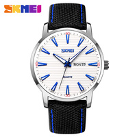 SKMEI 9303 Casual Quartz Wristwatches Mens Luxury Genuine Leather Strap Waterproof Sport Men Watch Business Clock reloj hombre