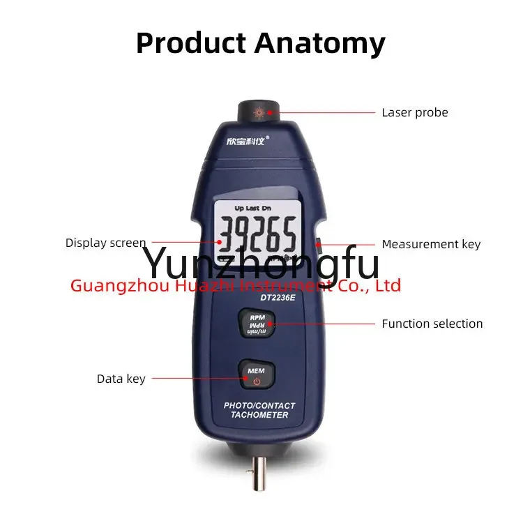 High precision motor Tachometer DT2236E induction/non-contact tachometer