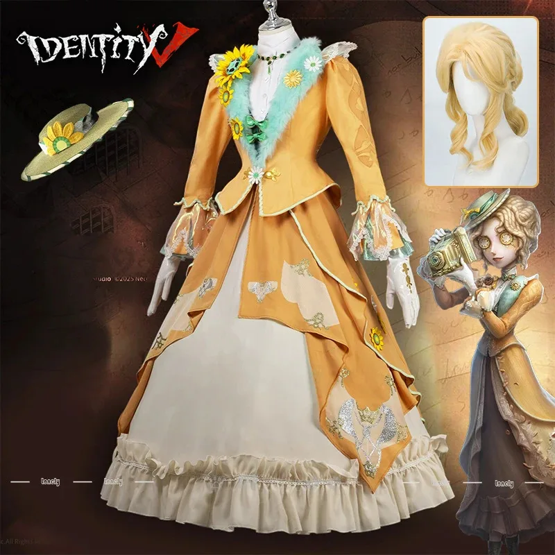 identite-v-journaliste-cosplay-costume-perruque-alice-deross-robe-manteau-fleur-chapeaux-chapeau-lunettes-femmes-filles-hommes-carnaval-halloween