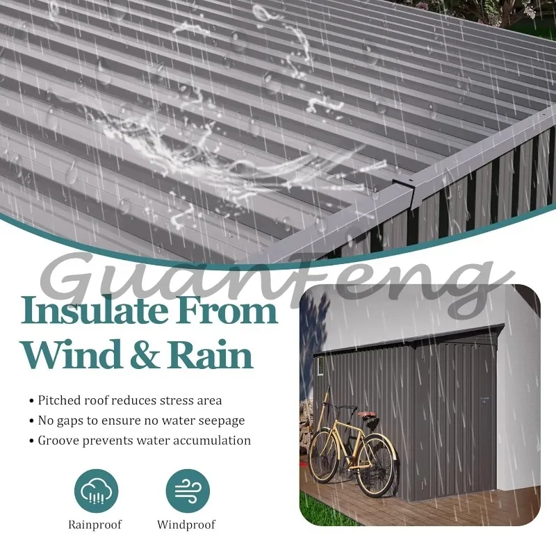Customizable 4*9.2FT Galvanized Steel Garden Shed, Waterproof Metal Outdoor Tool Storage Shed with Window and Lockable Door