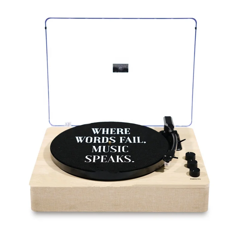 Portable Wooden Bluetooth Turntable Player 3 Speeds Turntable Player with Speakers