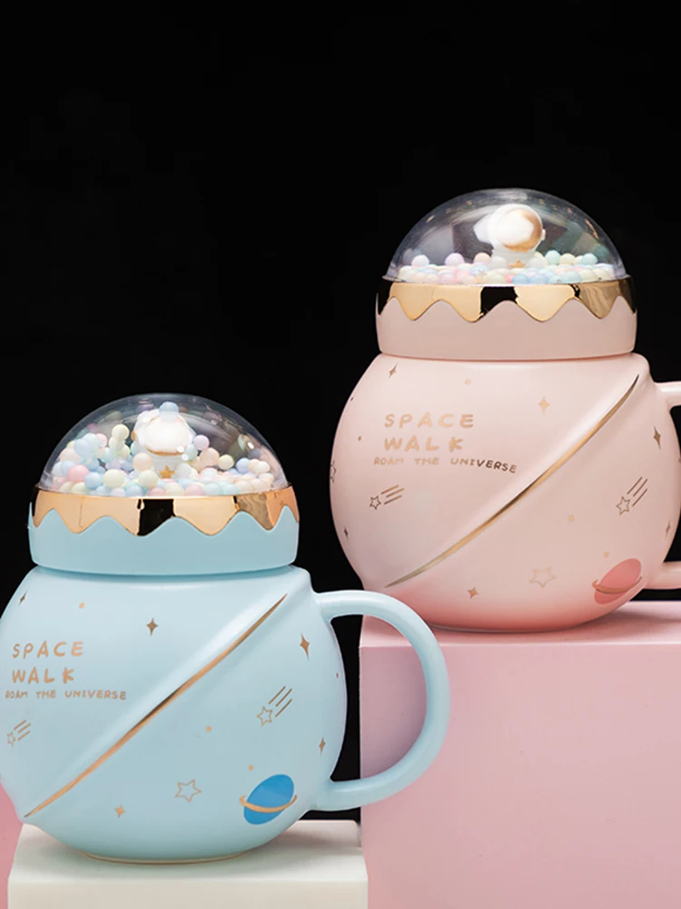 Creative Pl Large Capaci Cerc Coffee Mug with Lid Men's Sle Practical High-End Feeling Gift Cup Soft Cute Healing