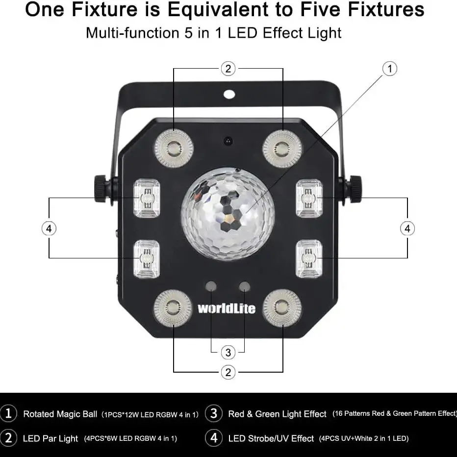 Lampu panggung lampu efek LED DJ lampu bola Sihir Bintang Langit penuh 5In1 lampu sorot LED/UV lampu pesta disko klub Gereja pernikahan