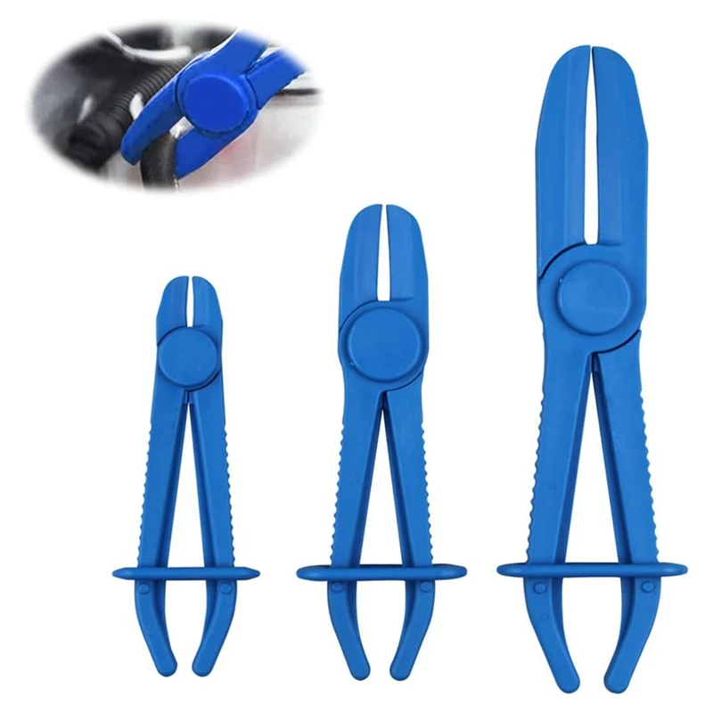 3PCS Hose Pinch Off Pliers, Line Clamp Pliers Set For Flexible Hoses, Gas Lines, Radiator, Brake, Coolant Durable Blue