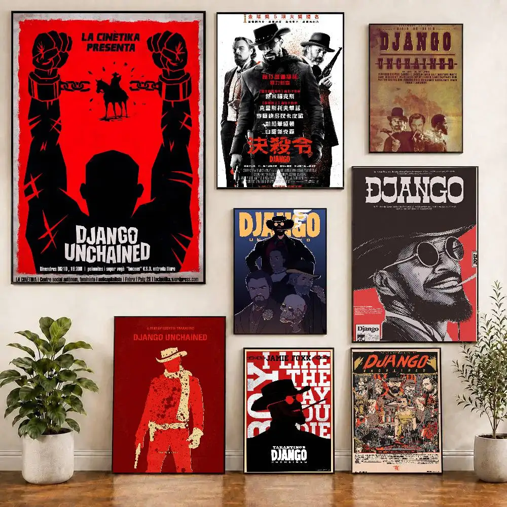 Classic Movie Django Unchained Poster Self-adhesive Art Room Entrance Restaurant Wall Decor Art Painting