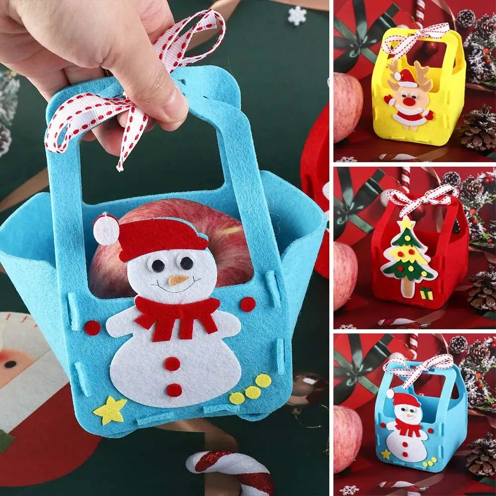 Bolsa de dulces de Navidad para Decoración de casa, bolso de tela no tejida, alce portátil, Papá Noel, padre, navidad