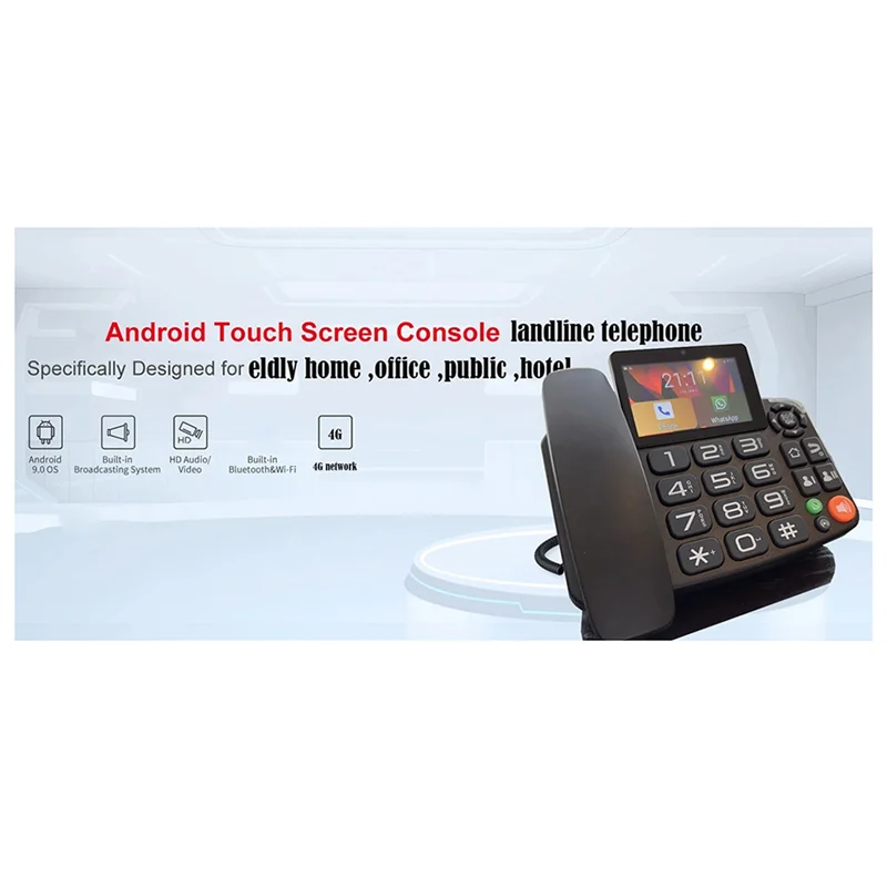 -MEOF TUYA WIFI Video Recording Phone Cordless SIM Card Phone With 4G Network And Radio Alarm For Home Office EU-PLUG