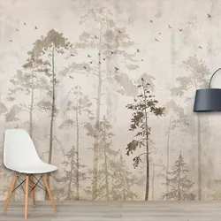 Niestandardowe ściany artystyczny obraz Retro nostalgiczna las duże drzewo ptaki duży Mural tapety salon sypialnia kuchnia 3D wystrój domu