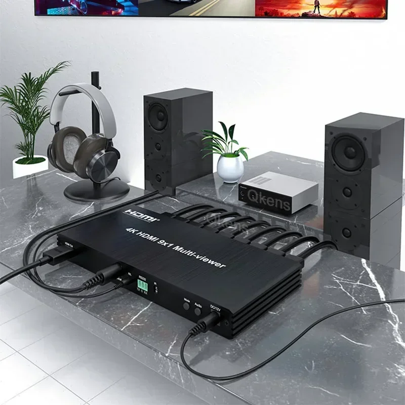 4K 60hz 9x1 HDMI Multiviewer with PIP 9 in 1 Out Seamless Switch 9 Channel Video Multi-viewer Subtitles Dynamic / Static Display