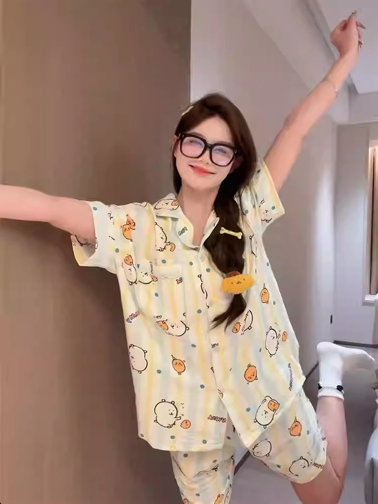 2025-novo-urso-auto-fazendo-verao-spwear-feminino-ort-sve-nuvem-algodao-dos-desenhos-animados-bonito-casa-roupas-conjunto-juventude-casual-sle