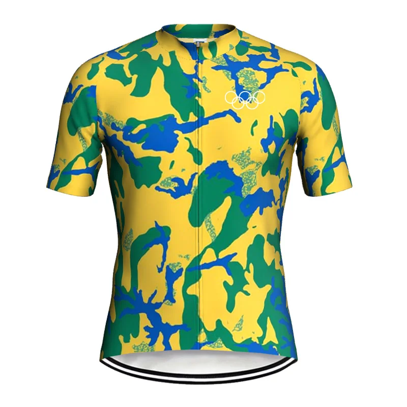 Summer Bike Shirt Wear Short Sleeve Yellow Clothes Cycling Road Jersey Motocross Jacket Bicycle Sweater Male Top Bib