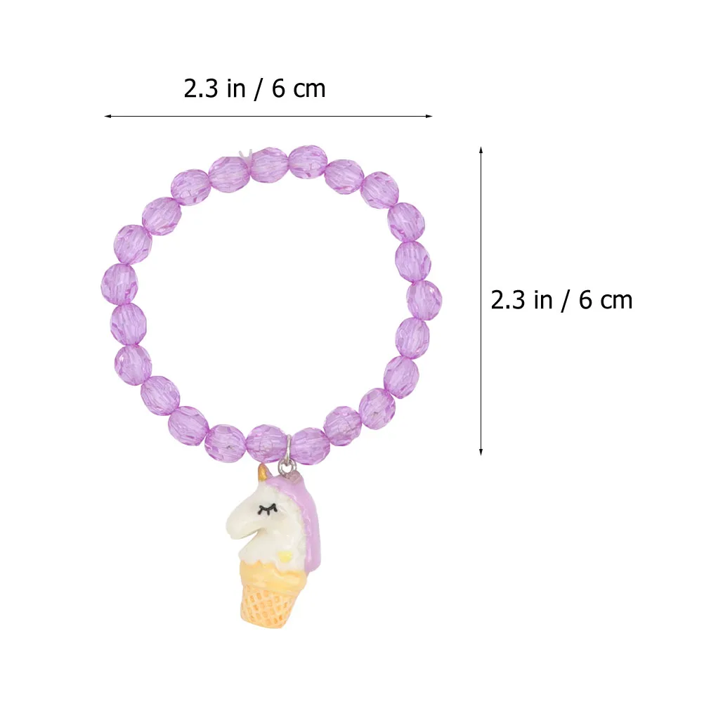 

5 Pcs Kids Gifts Candy Colored Children's Bracelet Unicorn Wrist Decor Clothing Colorful Beads Bracelets Acrylic